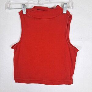 Everlane Red Ribbed Sleeveless Crop Top